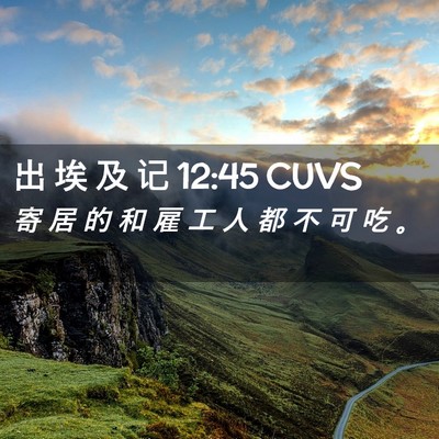Picture 02 - 出 埃 及 记 12:45 CUVS - 寄 居 的 和 雇 工 人 都 不 可 吃 - Bible Verse Picture