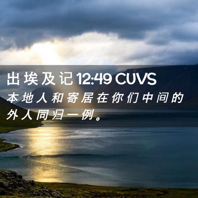 Picture 02 - 出 埃 及 记 12:49 CUVS - 本 地 人 和 寄 居 在 你 们 中 间 的 - Bible Verse Picture