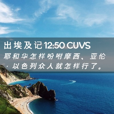 Picture 02 - 出 埃 及 记 12:50 CUVS - 耶 和 华 怎 样 吩 咐 摩 西 、 亚 伦 - Bible Verse Picture