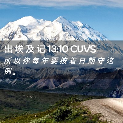 Picture 02 - 出 埃 及 记 13:10 CUVS - 所 以 你 每 年 要 按 着 日 期 守 这 - Bible Verse Picture