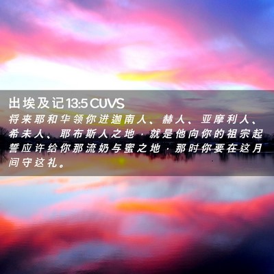 Picture 02 - 出 埃 及 记 13:5 CUVS - 将 来 耶 和 华 领 你 进 迦 南 人 、 - Bible Verse Picture