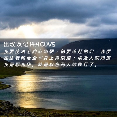 Picture 02 - 出 埃 及 记 14:4 CUVS - 我 要 使 法 老 的 心 刚 硬 ， 他 要 - Bible Verse Picture