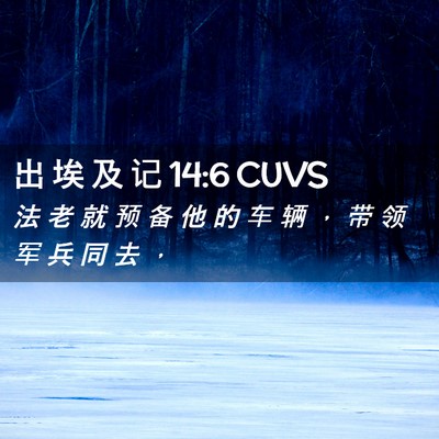 Picture 02 - 出 埃 及 记 14:6 CUVS - 法 老 就 预 备 他 的 车 辆 ， 带 领 - Bible Verse Picture
