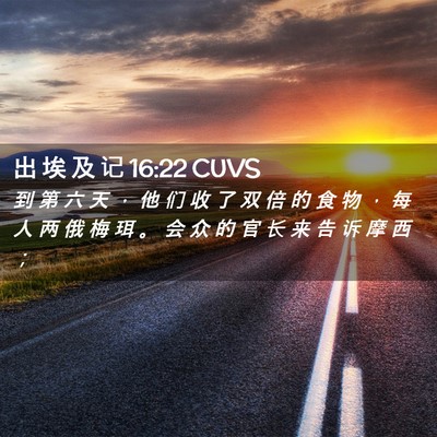 Picture 02 - 出 埃 及 记 16:22 CUVS - 到 第 六 天 ， 他 们 收 了 双 倍 的 - Bible Verse Picture