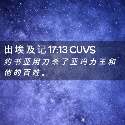 Picture 02 - 出 埃 及 记 17:13 CUVS - 约 书 亚 用 刀 杀 了 亚 玛 力 王 和 - Bible Verse Picture