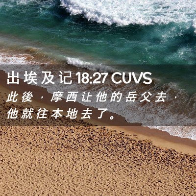 Picture 02 - 出 埃 及 记 18:27 CUVS - 此 後 ， 摩 西 让 他 的 岳 父 去 ， - Bible Verse Picture