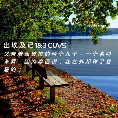 Picture 02 - 出 埃 及 记 18:3 CUVS - 又 带 着 西 坡 拉 的 两 个 儿 子 ， - Bible Verse Picture
