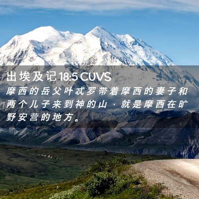 Picture 02 - 出 埃 及 记 18:5 CUVS - 摩 西 的 岳 父 叶 忒 罗 带 着 摩 西 - Bible Verse Picture