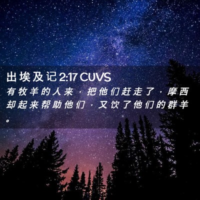 Picture 02 - 出 埃 及 记 2:17 CUVS - 有 牧 羊 的 人 来 ， 把 他 们 赶 走 - Bible Verse Picture