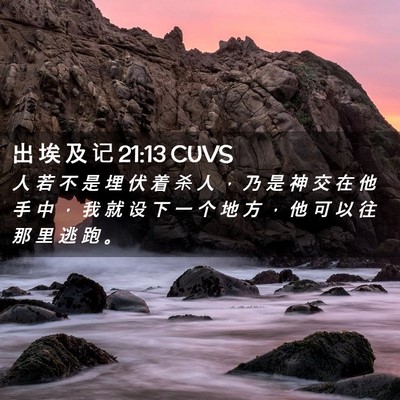 Picture 02 - 出 埃 及 记 21:13 CUVS - 人 若 不 是 埋 伏 着 杀 人 ， 乃 是 - Bible Verse Picture
