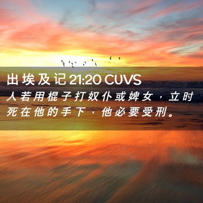Picture 02 - 出 埃 及 记 21:20 CUVS - 人 若 用 棍 子 打 奴 仆 或 婢 女 ， - Bible Verse Picture