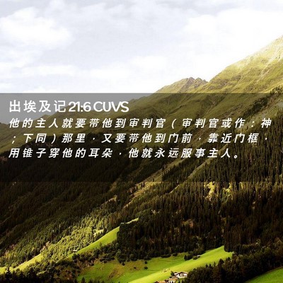 Picture 02 - 出 埃 及 记 21:6 CUVS - 他 的 主 人 就 要 带 他 到 审 判 官 - Bible Verse Picture