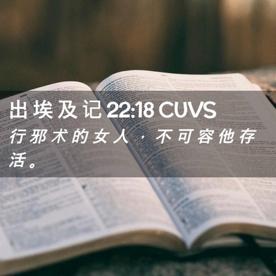 Picture 02 - 出 埃 及 记 22:18 CUVS - 行 邪 术 的 女 人 ， 不 可 容 他 存 - Bible Verse Picture
