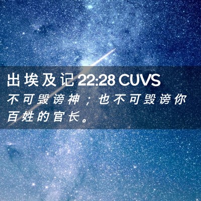 Picture 02 - 出 埃 及 记 22:28 CUVS - 不 可 毁 谤 神 ； 也 不 可 毁 谤 你 - Bible Verse Picture