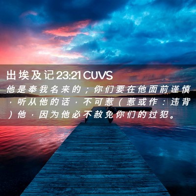 Picture 02 - 出 埃 及 记 23:21 CUVS - 他 是 奉 我 名 来 的 ； 你 们 要 在 - Bible Verse Picture