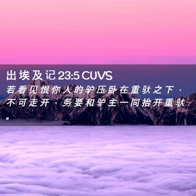 Picture 02 - 出 埃 及 记 23:5 CUVS - 若 看 见 恨 你 人 的 驴 压 卧 在 重 - Bible Verse Picture