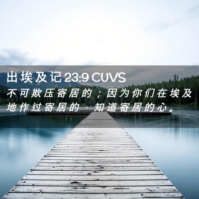 Picture 02 - 出 埃 及 记 23:9 CUVS - 不 可 欺 压 寄 居 的 ； 因 为 你 们 - Bible Verse Picture