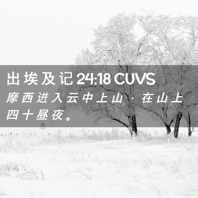 Picture 02 - 出 埃 及 记 24:18 CUVS - 摩 西 进 入 云 中 上 山 ， 在 山 上 - Bible Verse Picture
