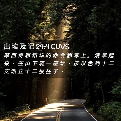 Picture 02 - 出 埃 及 记 24:4 CUVS - 摩 西 将 耶 和 华 的 命 令 都 写 上 - Bible Verse Picture