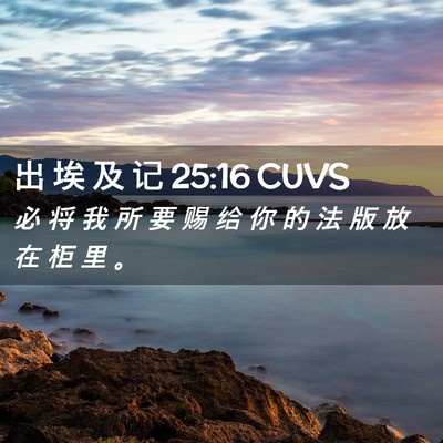 Picture 02 - 出 埃 及 记 25:16 CUVS - 必 将 我 所 要 赐 给 你 的 法 版 放 - Bible Verse Picture
