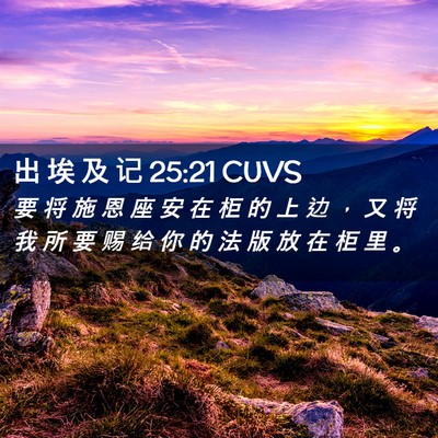 Picture 02 - 出 埃 及 记 25:21 CUVS - 要 将 施 恩 座 安 在 柜 的 上 边 ， - Bible Verse Picture