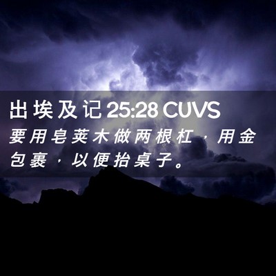 Picture 02 - 出 埃 及 记 25:28 CUVS - 要 用 皂 荚 木 做 两 根 杠 ， 用 金 - Bible Verse Picture