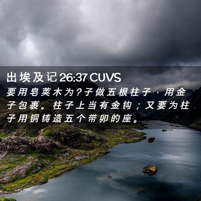 Picture 02 - 出 埃 及 记 26:37 CUVS - 要 用 皂 荚 木 为 ? 子 做 五 根 柱 子 - Bible Verse Picture