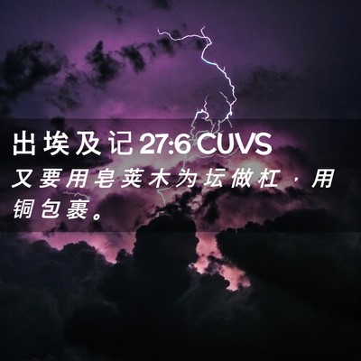 Picture 02 - 出 埃 及 记 27:6 CUVS - 又 要 用 皂 荚 木 为 坛 做 杠 ， 用 - Bible Verse Picture