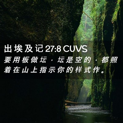 Picture 02 - 出 埃 及 记 27:8 CUVS - 要 用 板 做 坛 ， 坛 是 空 的 ， 都 - Bible Verse Picture