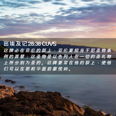 Picture 02 - 出 埃 及 记 28:38 CUVS - 这 牌 必 在 亚 伦 的 额 上 ， 亚 伦 - Bible Verse Picture