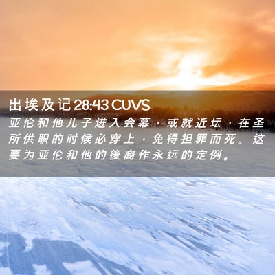 Picture 02 - 出 埃 及 记 28:43 CUVS - 亚 伦 和 他 儿 子 进 入 会 幕 ， 或 - Bible Verse Picture