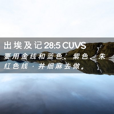 Picture 02 - 出 埃 及 记 28:5 CUVS - 要 用 金 线 和 蓝 色 、 紫 色 、 朱 - Bible Verse Picture