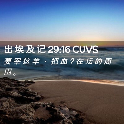 Picture 02 - 出 埃 及 记 29:16 CUVS - 要 宰 这 羊 ， 把 血 ? 在 坛 的 周 围 - Bible Verse Picture