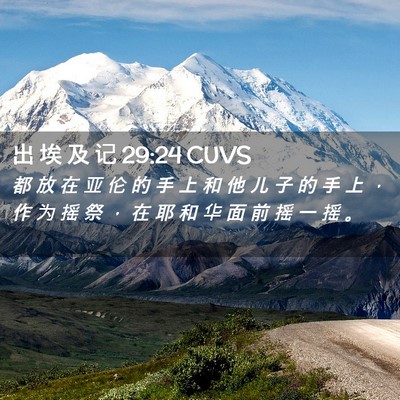 Picture 02 - 出 埃 及 记 29:24 CUVS - 都 放 在 亚 伦 的 手 上 和 他 儿 子 - Bible Verse Picture