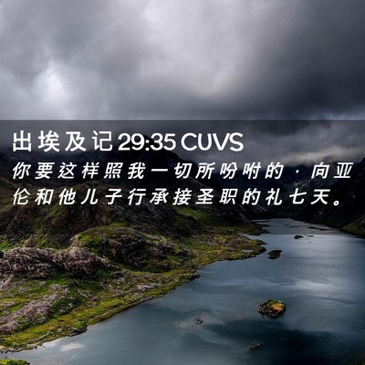 Picture 02 - 出 埃 及 记 29:35 CUVS - 你 要 这 样 照 我 一 切 所 吩 咐 的 - Bible Verse Picture