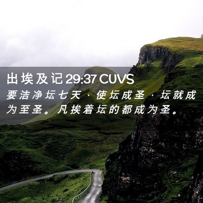 Picture 02 - 出 埃 及 记 29:37 CUVS - 要 洁 净 坛 七 天 ， 使 坛 成 圣 ， - Bible Verse Picture