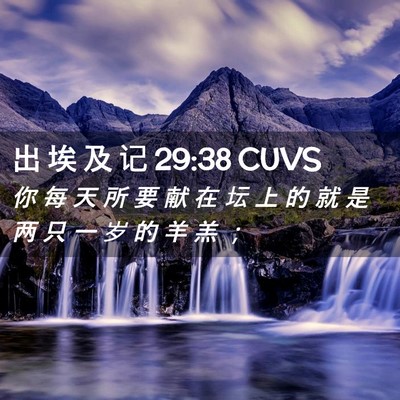 Picture 02 - 出 埃 及 记 29:38 CUVS - 你 每 天 所 要 献 在 坛 上 的 就 是 - Bible Verse Picture