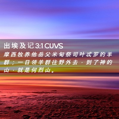 Picture 02 - 出 埃 及 记 3:1 CUVS - 摩 西 牧 养 他 岳 父 米 甸 祭 司 叶 - Bible Verse Picture