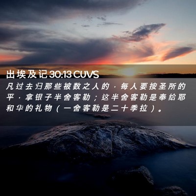 Picture 02 - 出 埃 及 记 30:13 CUVS - 凡 过 去 归 那 些 被 数 之 人 的 ， - Bible Verse Picture