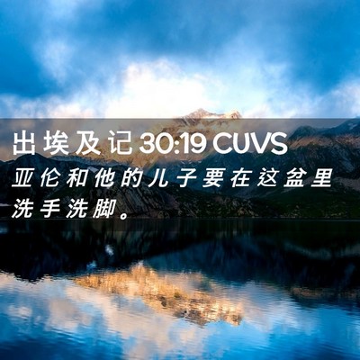 Picture 02 - 出 埃 及 记 30:19 CUVS - 亚 伦 和 他 的 儿 子 要 在 这 盆 里 - Bible Verse Picture