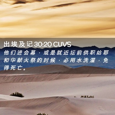 Picture 02 - 出 埃 及 记 30:20 CUVS - 他 们 进 会 幕 ， 或 是 就 近 坛 前 - Bible Verse Picture