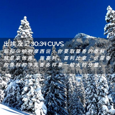 Picture 02 - 出 埃 及 记 30:34 CUVS - 耶 和 华 吩 咐 摩 西 说 ： 你 要 取 - Bible Verse Picture
