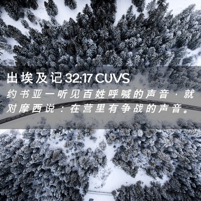 Picture 02 - 出 埃 及 记 32:17 CUVS - 约 书 亚 一 听 见 百 姓 呼 喊 的 声 - Bible Verse Picture