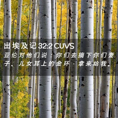 Picture 02 - 出 埃 及 记 32:2 CUVS - 亚 伦 对 他 们 说 ： 你 们 去 摘 下 - Bible Verse Picture
