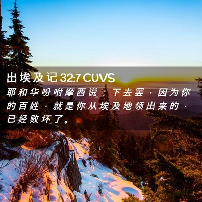 Picture 02 - 出 埃 及 记 32:7 CUVS - 耶 和 华 吩 咐 摩 西 说 ： 下 去 罢 - Bible Verse Picture