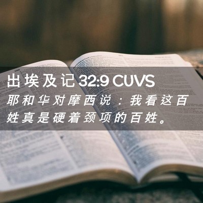 Picture 02 - 出 埃 及 记 32:9 CUVS - 耶 和 华 对 摩 西 说 ： 我 看 这 百 - Bible Verse Picture