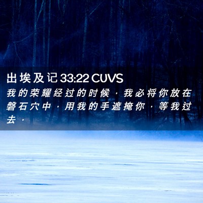 Picture 02 - 出 埃 及 记 33:22 CUVS - 我 的 荣 耀 经 过 的 时 候 ， 我 必 - Bible Verse Picture