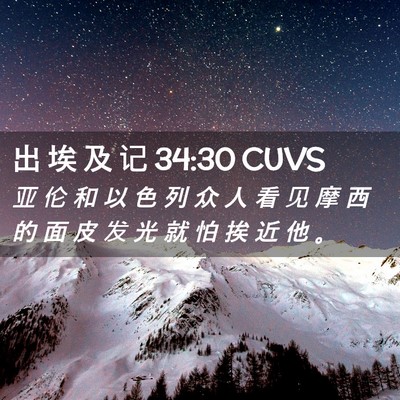 Picture 02 - 出 埃 及 记 34:30 CUVS - 亚 伦 和 以 色 列 众 人 看 见 摩 西 - Bible Verse Picture