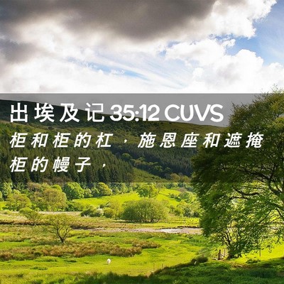 Picture 02 - 出 埃 及 记 35:12 CUVS - 柜 和 柜 的 杠 ， 施 恩 座 和 遮 掩 - Bible Verse Picture