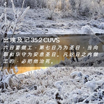 Picture 02 - 出 埃 及 记 35:2 CUVS - 六 日 要 做 工 ， 第 七 日 乃 为 圣 - Bible Verse Picture